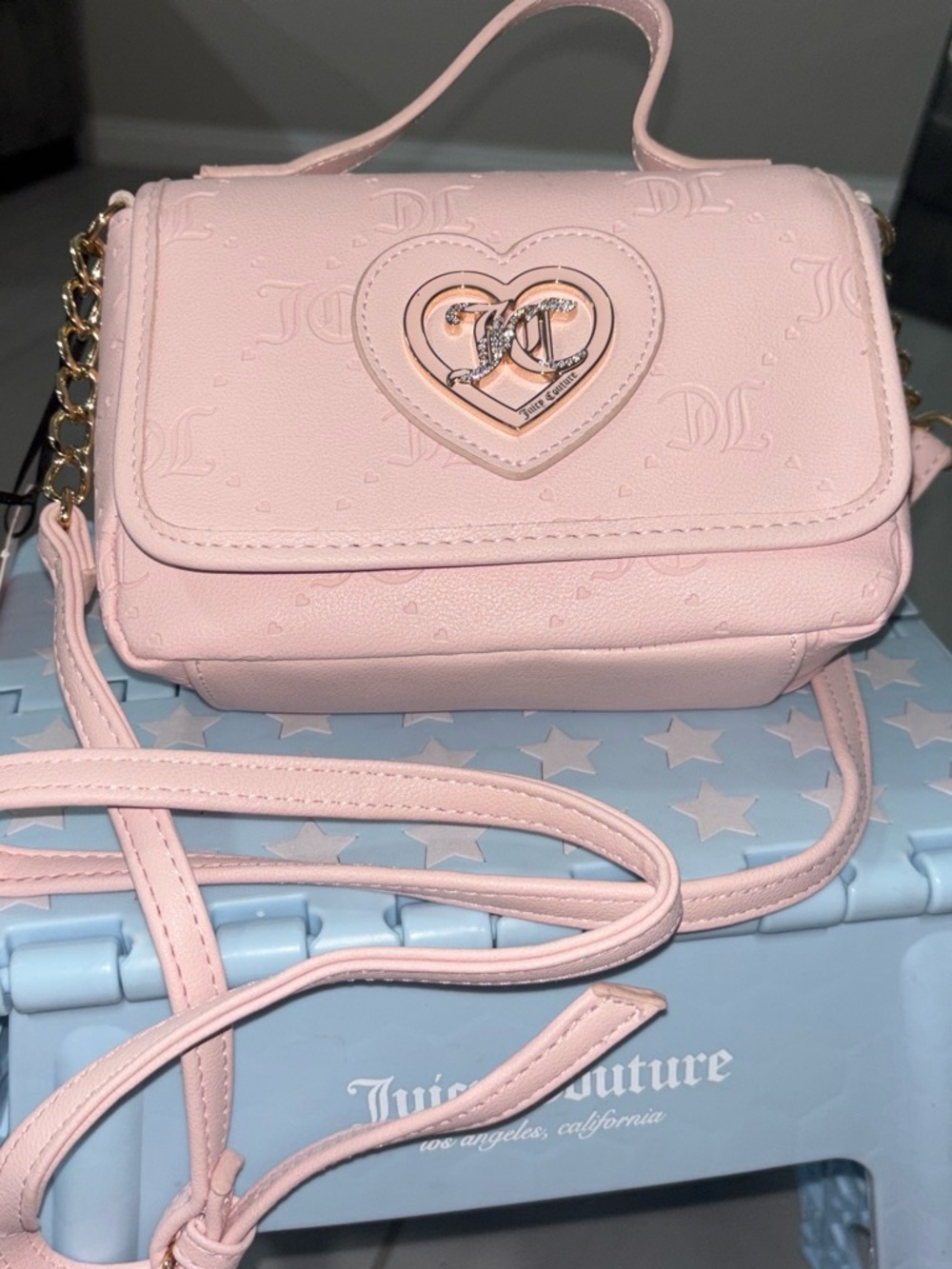 Juicy Couture Light Pink Heart Emblem Crossbody Bag